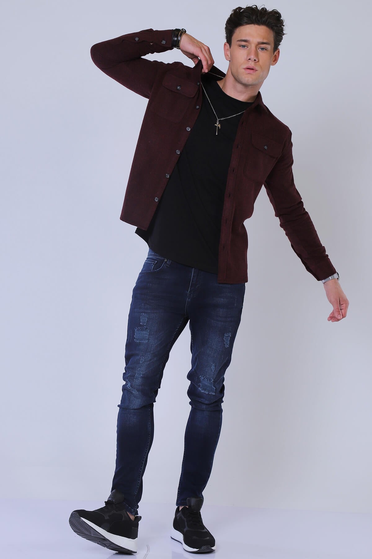 Erkek Slim Fit Gömlek Eg 1814 BORDOErkek Slim Fit Gömlek Eg 1814 BORDO