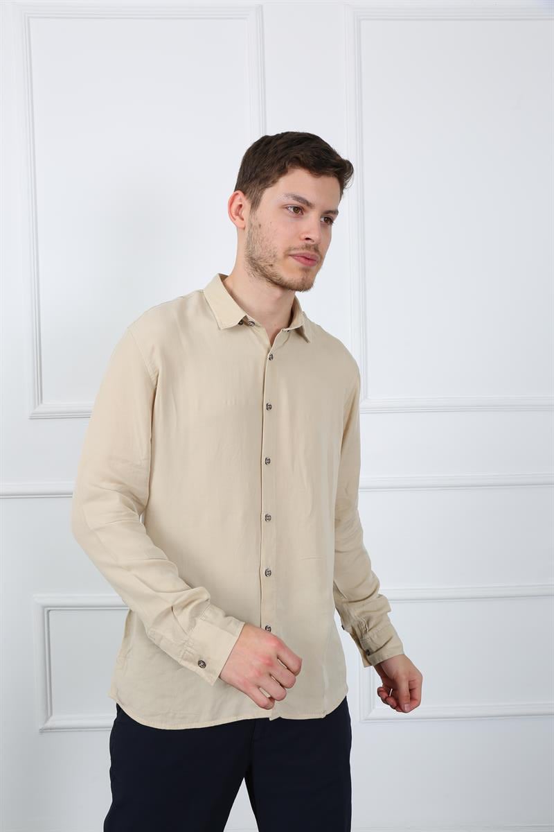 Erkek Slim Fit Gömlek Eg 1841-01 BEIGEErkek Slim Fit Gömlek Eg 1841-01 BEIGE