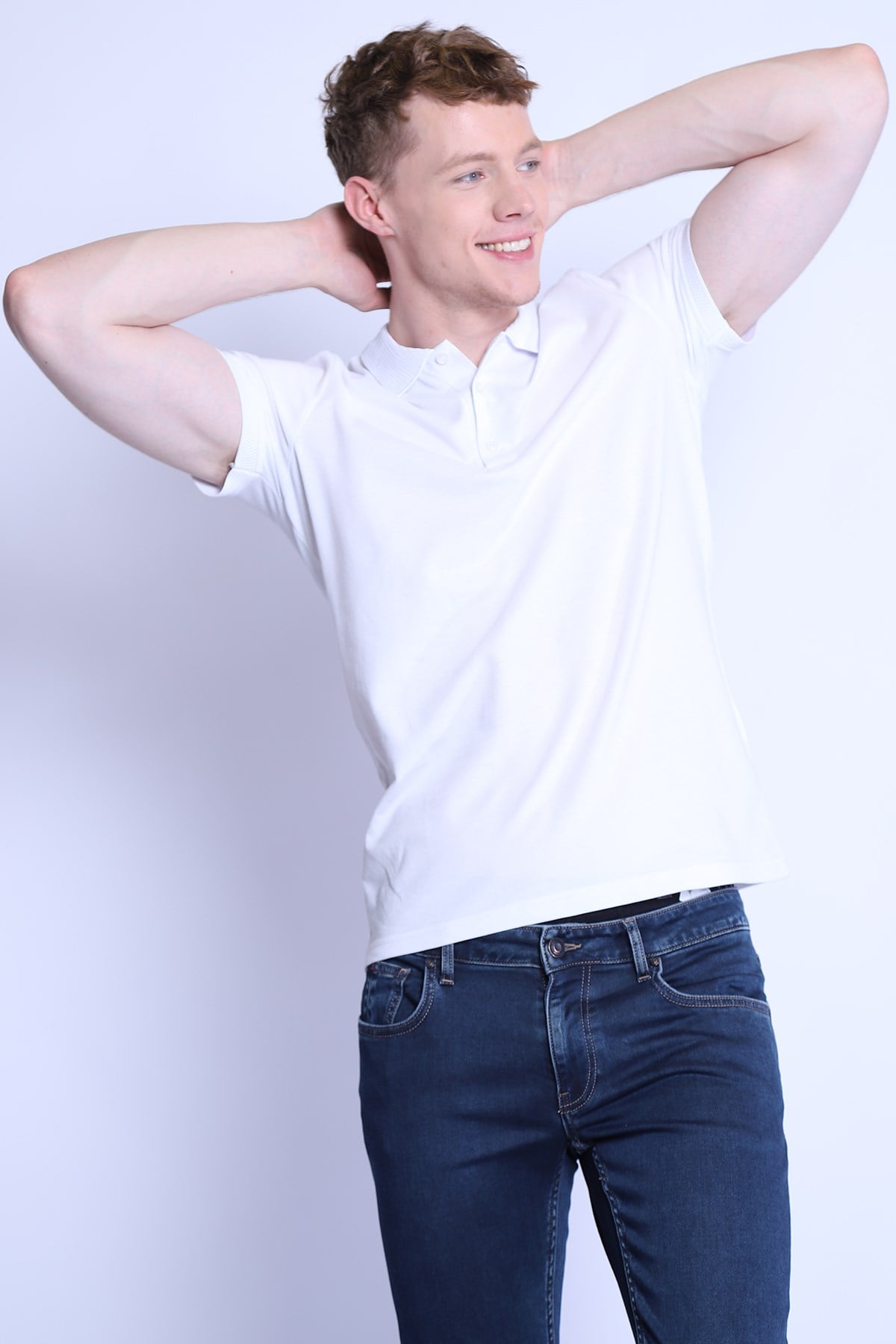 Erkek Slim Fit  Polo Yaka Tshirt Ets 1821 BEYAZErkek Slim Fit  Polo Yaka Tshirt Ets 1821 BEYAZ