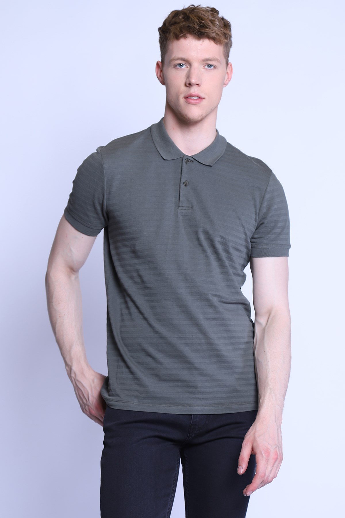 Erkek Slim Fit  Polo Yaka Tshirt Ets 2102 ab HAKİErkek Slim Fit  Polo Yaka Tshirt Ets 2102 ab HAKİ