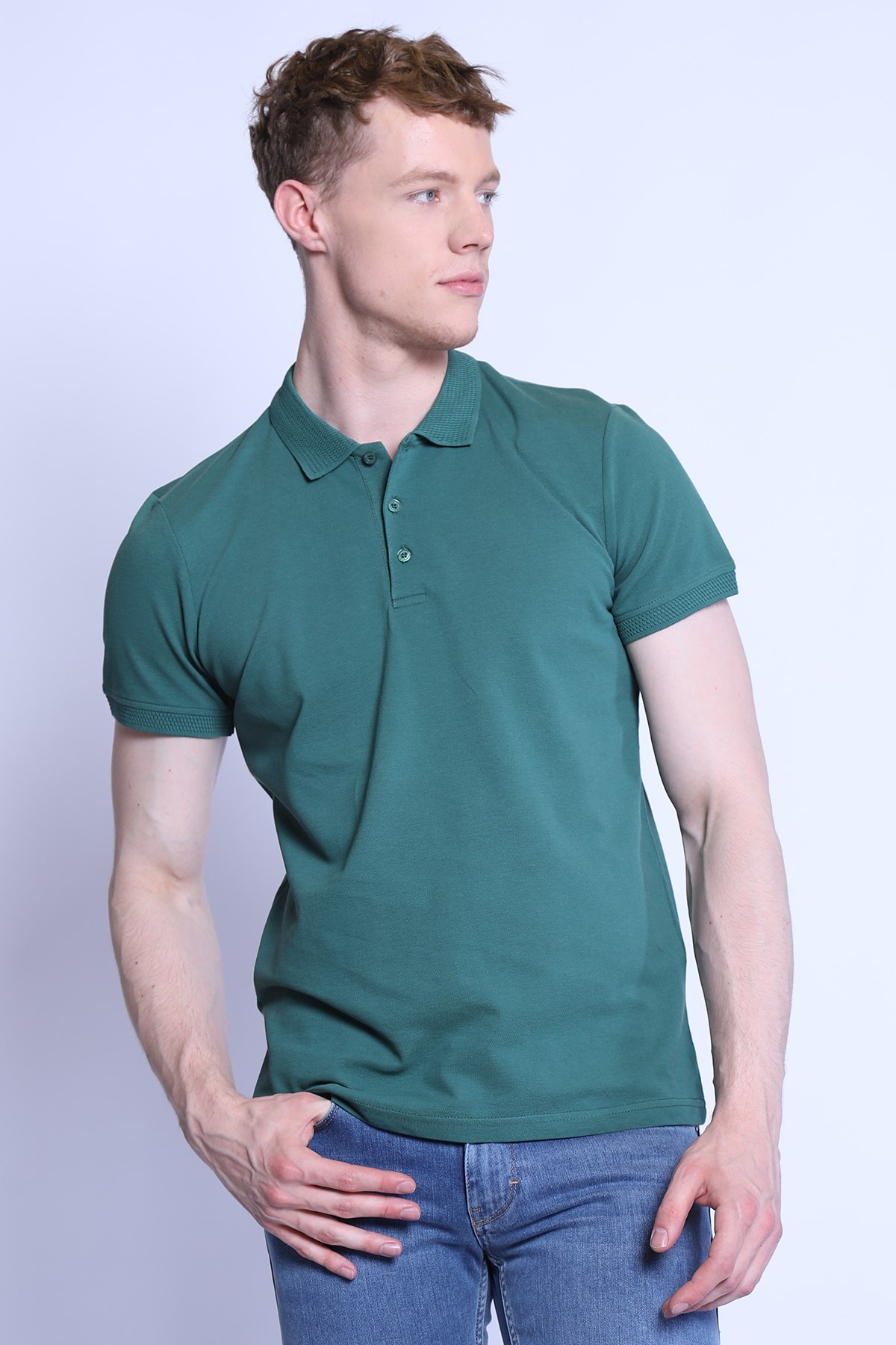 Erkek Slim Fit  Polo Yaka Tshirt Ets 1821 K.YEŞİLErkek Slim Fit  Polo Yaka Tshirt Ets 1821 K.YEŞİL