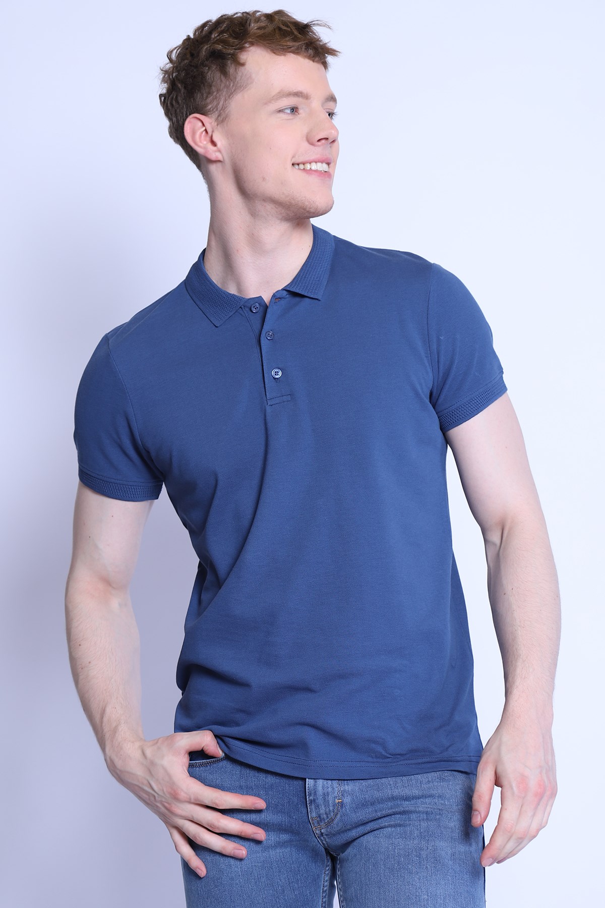 Erkek Slim Fit  Polo Yaka Tshirt Ets 1821 INDIGOErkek Slim Fit  Polo Yaka Tshirt Ets 1821 INDIGO