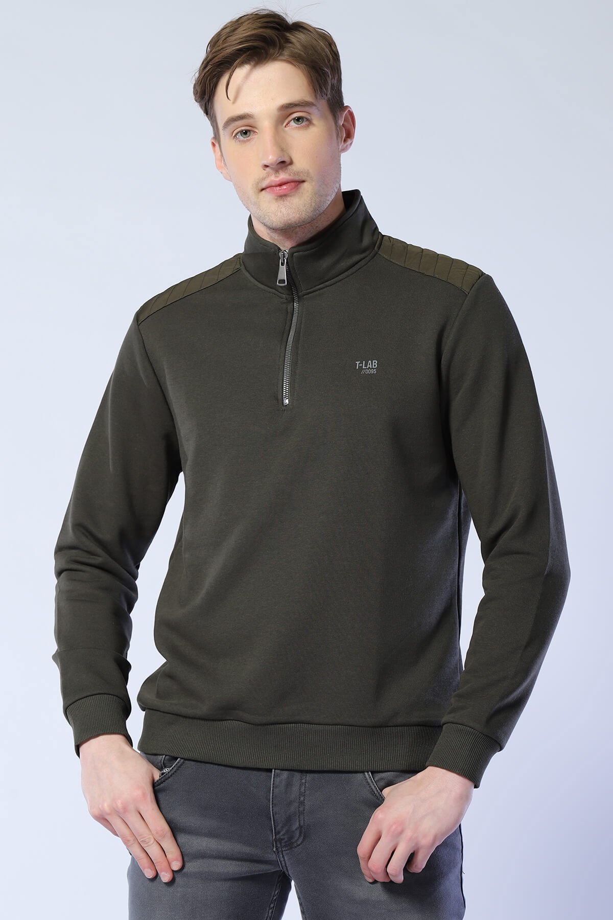 Erkek Slim Fit Sweatshirt Esw 1788 HAKİErkek Slim Fit Sweatshirt Esw 1788 HAKİ