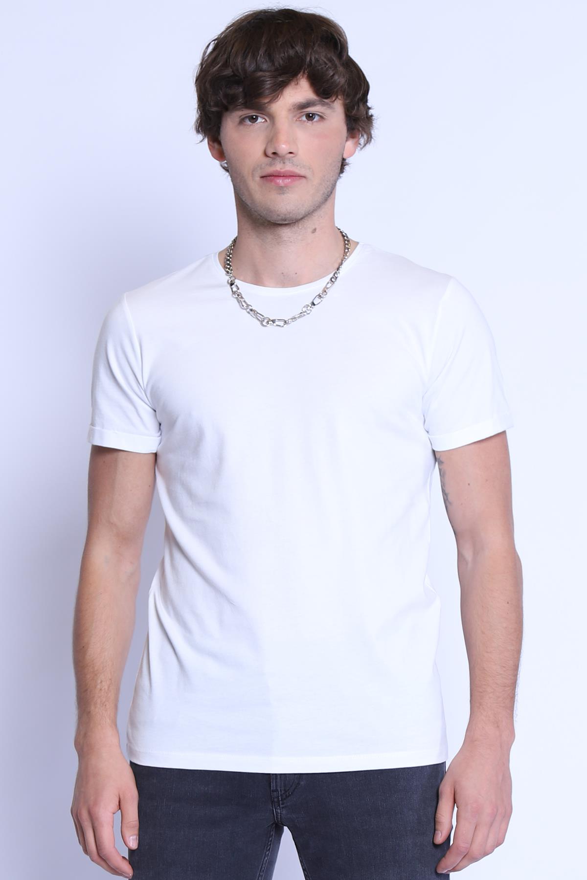 Erkek Slim Fit   Tshirt Ets 1828 BEYAZErkek Slim Fit   Tshirt Ets 1828 BEYAZ