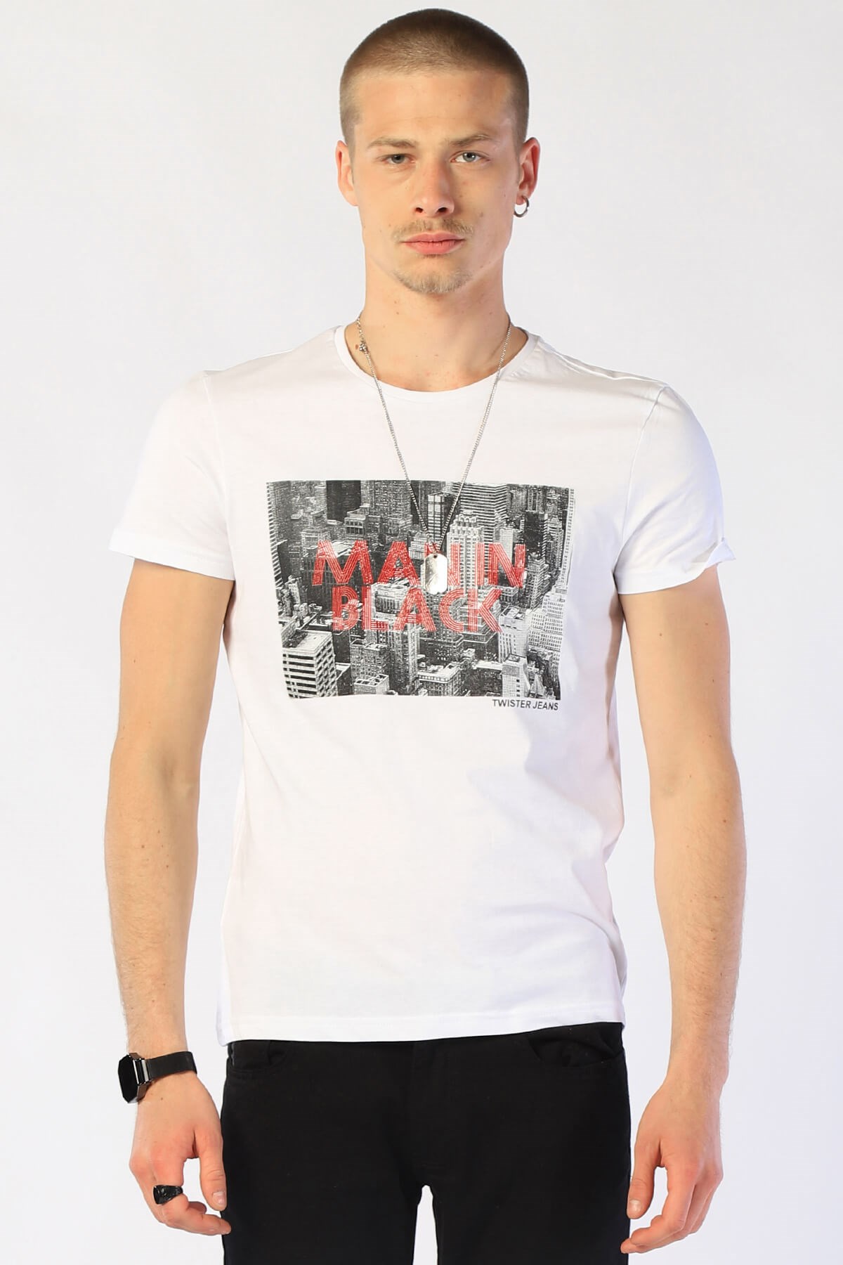 Erkek Slim Fit Tshirt Ets 2018 BEYAZErkek Slim Fit Tshirt Ets 2018 BEYAZ