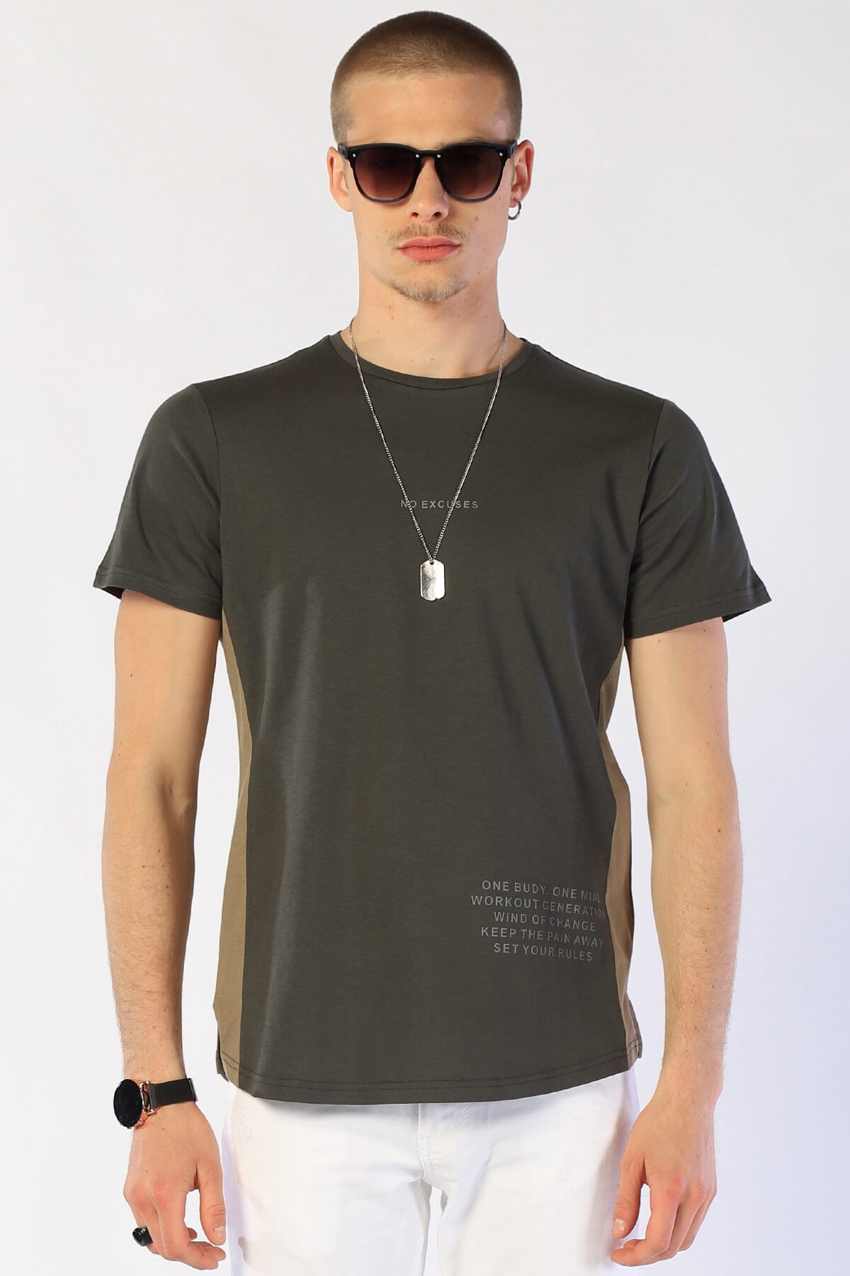 Erkek Slim Fit   Tshirt Ets 2051 HAKİErkek Slim Fit   Tshirt Ets 2051 HAKİ