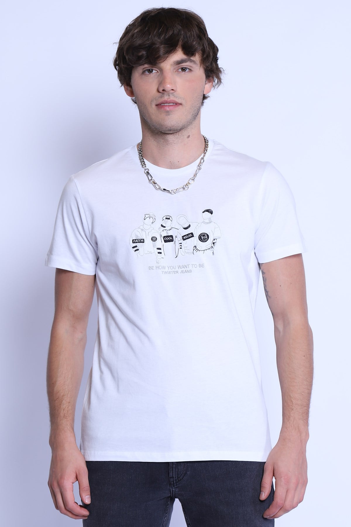 Erkek Slim Fit   Tshirt Ets 2110 BEYAZErkek Slim Fit   Tshirt Ets 2110 BEYAZ