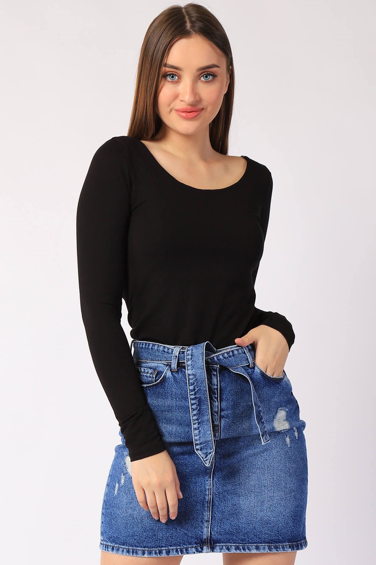 KADIN  Uzun Kollu Astarlı Tshirt 14623 SIYAHKADIN  Uzun Kollu Astarlı Tshirt 14623 SIYAH