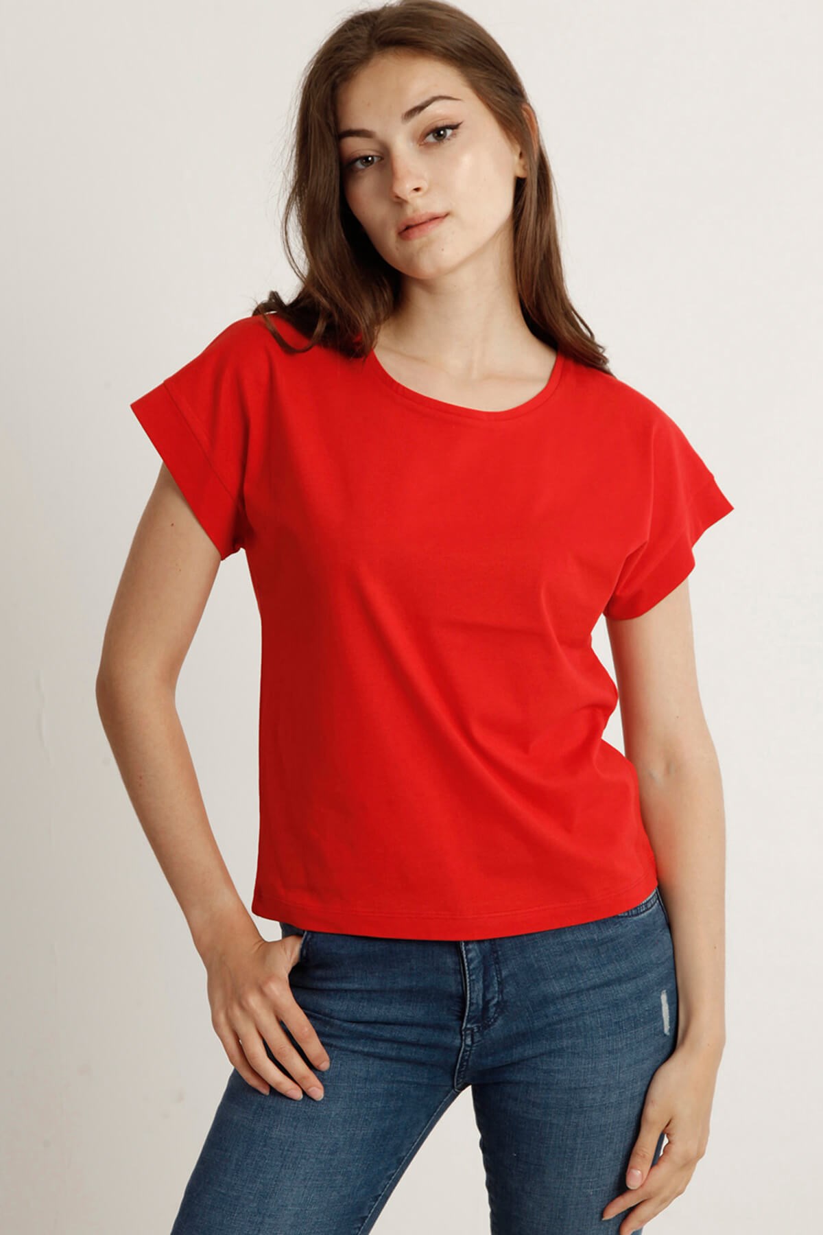 Kadın   Bisiklet Yaka Tshirt Bts 1006 CORALKadın   Bisiklet Yaka Tshirt Bts 1006 CORAL