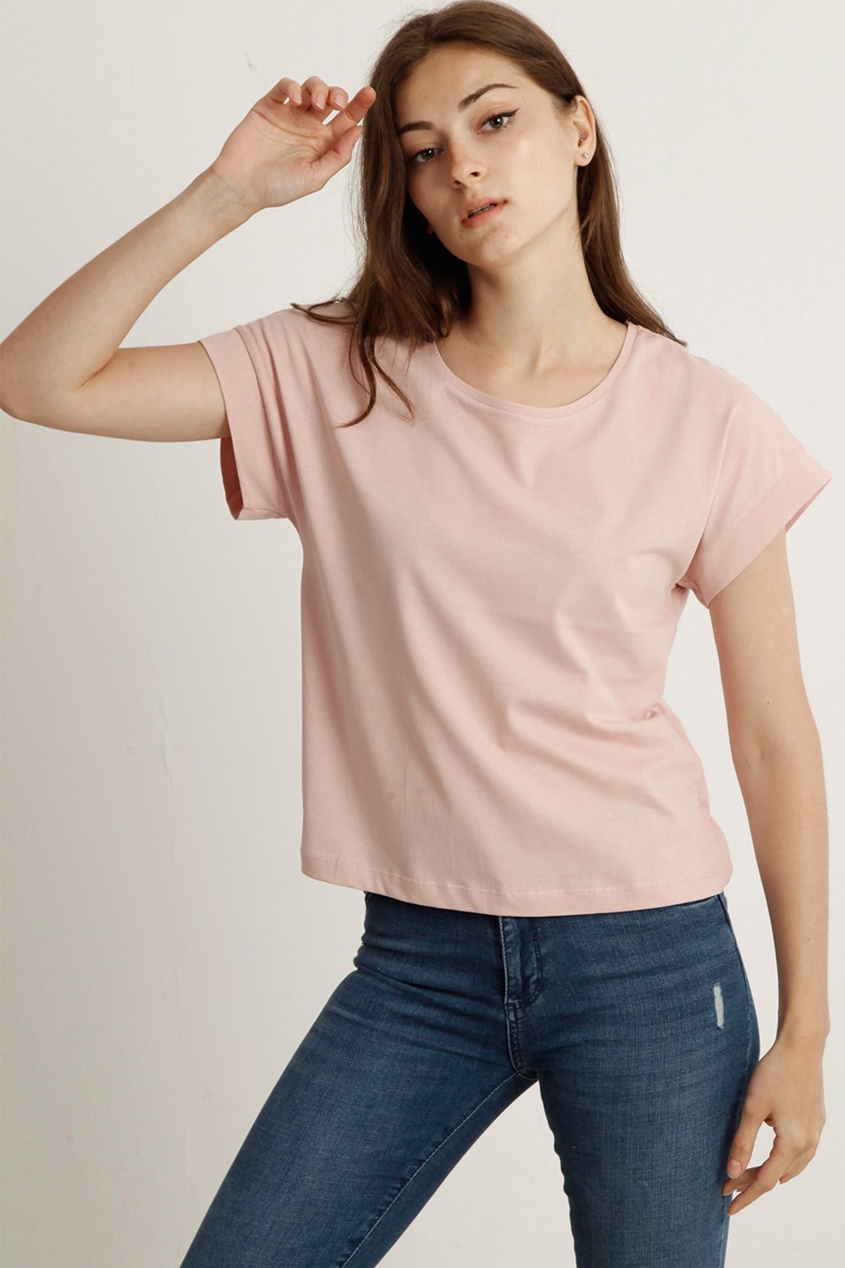 Kadın   Bisiklet Yaka Tshirt Bts 1006 PUDRAKadın   Bisiklet Yaka Tshirt Bts 1006 PUDRA