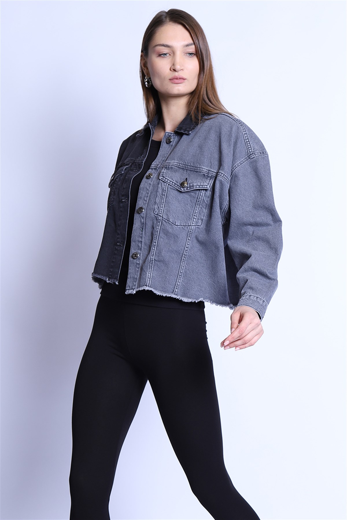 Kadın  Ceket Bm j53-02 Black-GreyKadın  Ceket Bm j53-02 Black-Grey