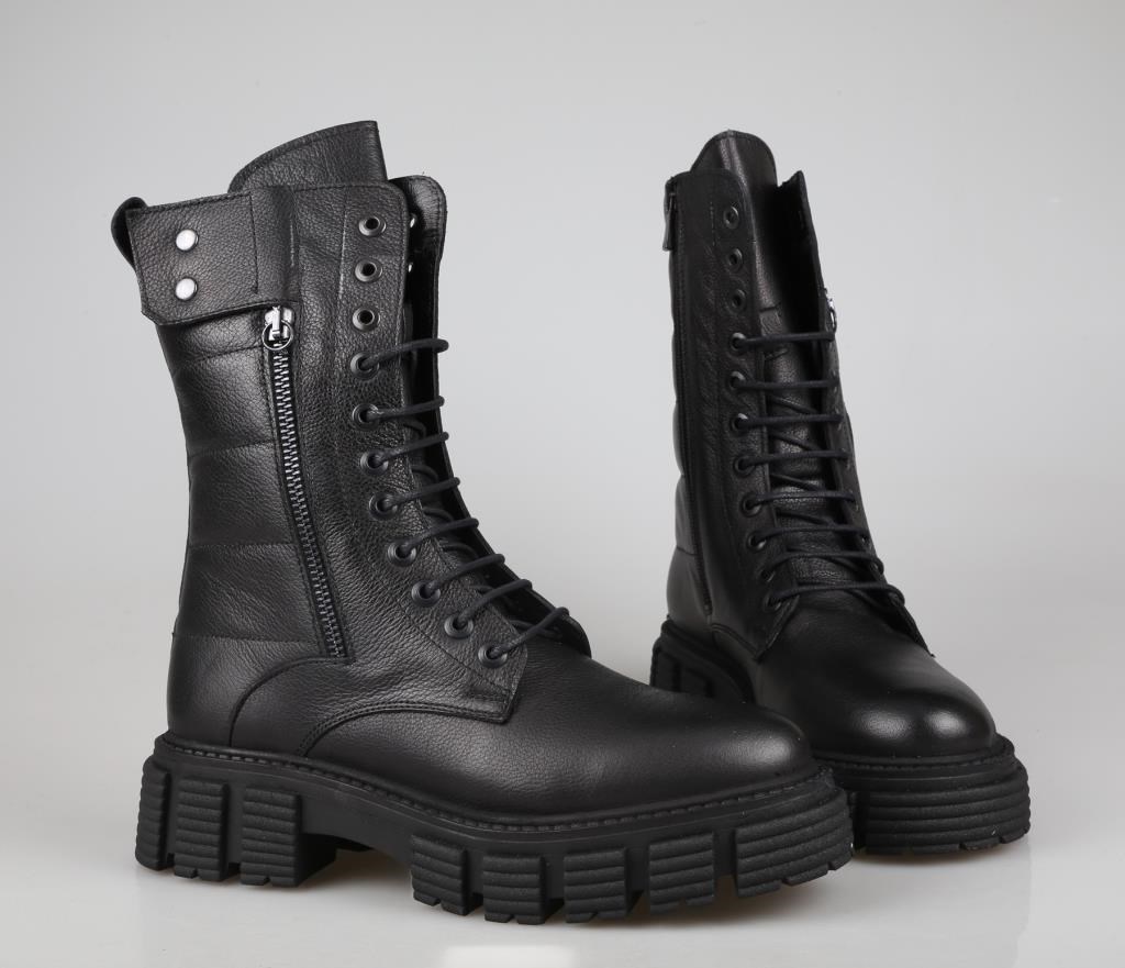 CASTLE BLACK 36871 Hakiki Deri Siyah Kadın Bot
