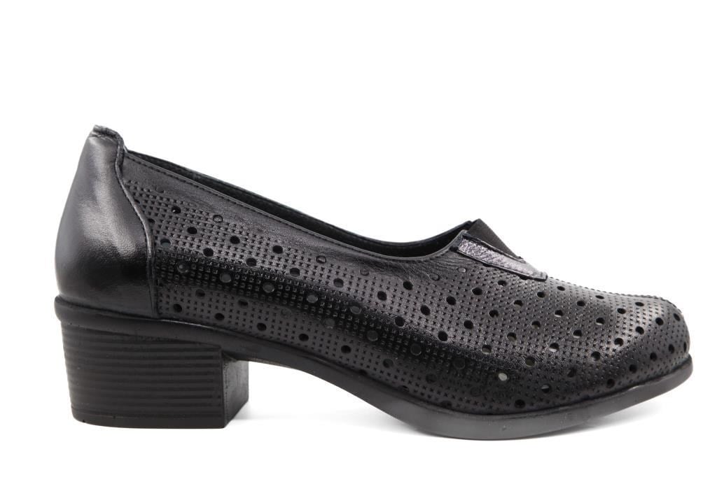 CASTLE BLACK 45103 Hakiki Deri Siyah Kadın Günlük Anne Ayakkabısı