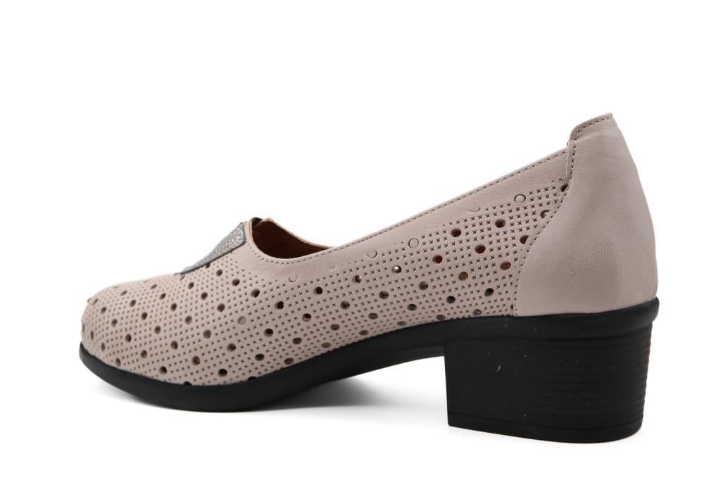 CASTLE BLACK 45103 Hakiki Deri Gümüş Kadın Günlük Anne Ayakkabısı