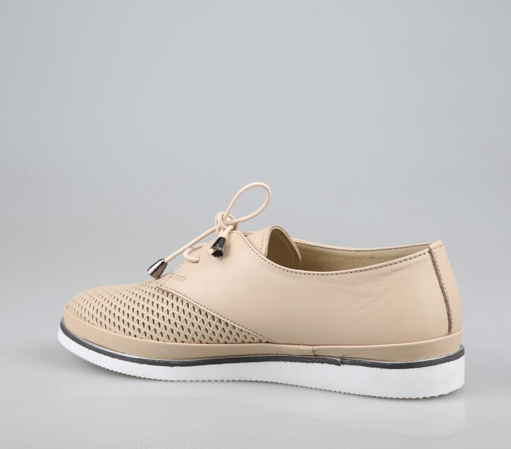 CASTLE BLACK 7021 Hakiki Deri Ortopedik Krem Kadın Günlük Anne Ayakkabısı