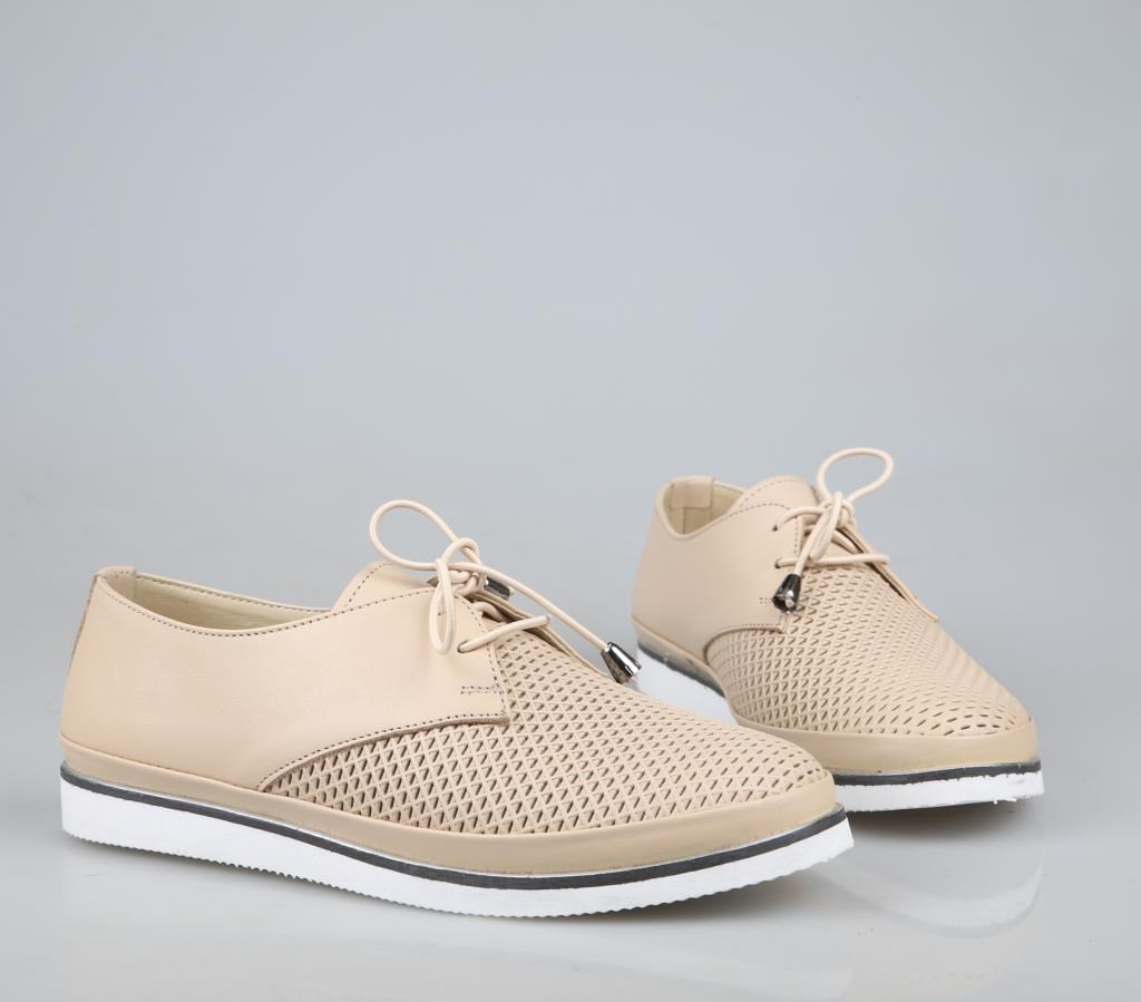 CASTLE BLACK 7021 Hakiki Deri Ortopedik Krem Kadın Günlük Anne Ayakkabısı