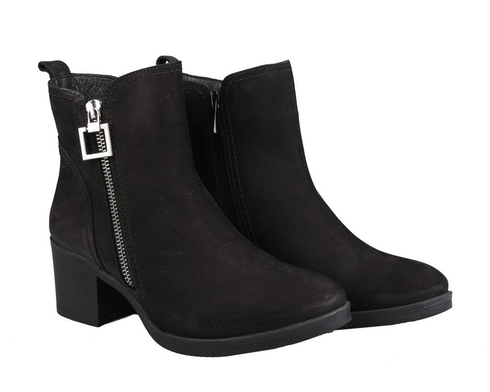 CASTLE BLACK 92163 Hakiki Deri Siyah Suet Kadın Bot