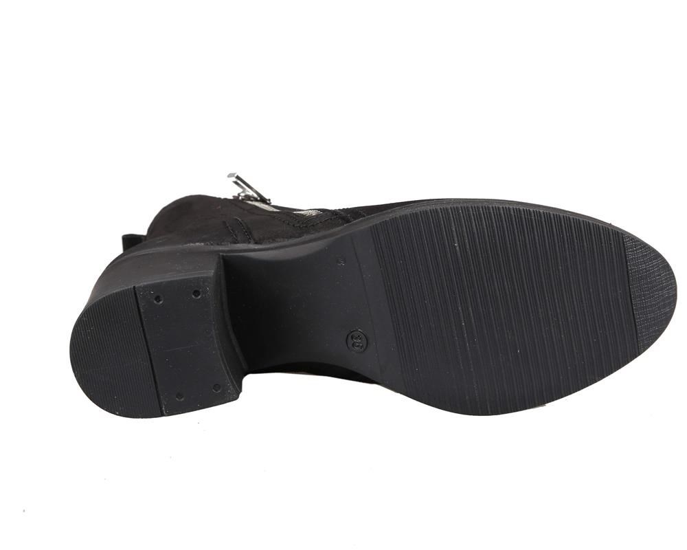 CASTLE BLACK 92163 Hakiki Deri Siyah Suet Kadın Bot