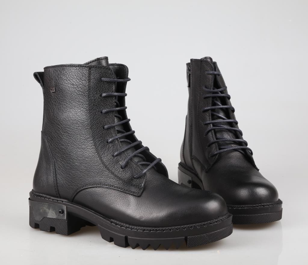 CASTLE BLACK 92537 Hakiki Deri Siyah Kadın Bot