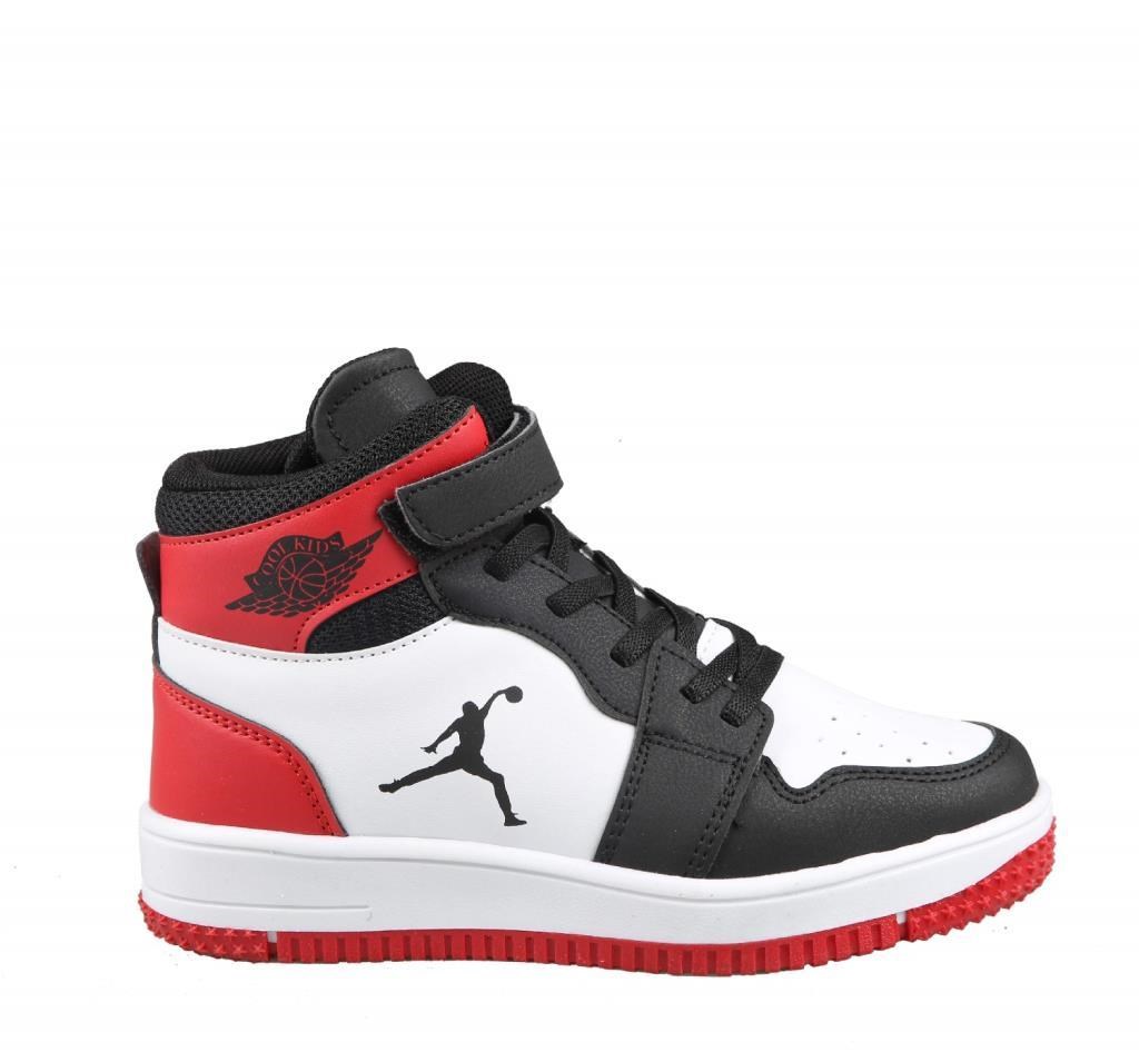 Cool Haykat Boğazlı Siyah-Kırmızı Çocuk Sneakers