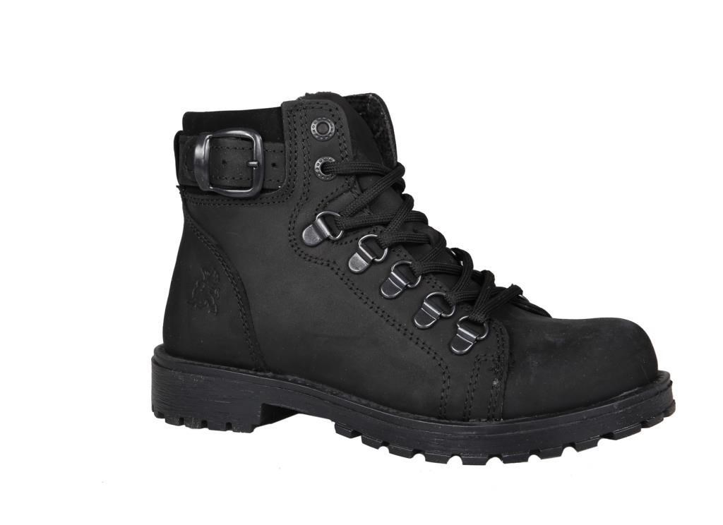 RAKER 8028 Saf Deri (31-35 Arası) Siyah Nubuk Çocuk Bot