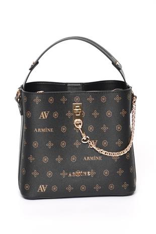 Armine 222  Siyah Baskılı Kadın Çanta