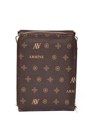 Armine 266  Kahve Baskılı Kadın Çanta