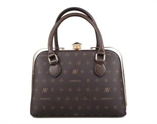 Armine 339  Kahve Baskılı Kadın Çanta