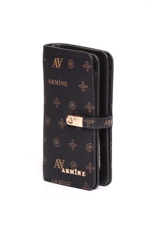 Armine C-02  Siyah Baskılı Kadın Cüzdan