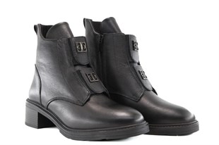CASTLE BLACK 11032 Hakiki Deri Siyah Kadın Bot