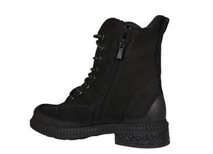 CASTLE BLACK 20912 Hakiki Deri Siyah Suet Kadın Bot