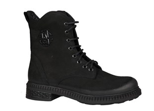 CASTLE BLACK 20912 Hakiki Deri Siyah Suet Kadın Bot