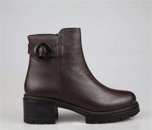 CASTLE BLACK 27362 Hakiki Deri Kahve Kadın Bot