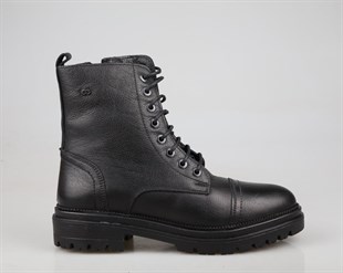 CASTLE BLACK 3757 Hakiki Deri Siyah Kadın Bot