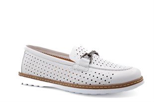 CASTLE BLACK 42291 Hakiki Deri Beyaz Kadın Günlük Anne Ayakkabısı