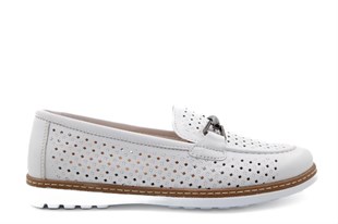 CASTLE BLACK 42291 Hakiki Deri Beyaz Kadın Günlük Anne Ayakkabısı