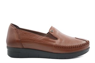 CASTLE BLACK 42664 Hakiki Deri Taba Kadın Günlük Anne Ayakkabısı