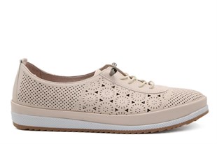 CASTLE BLACK 42731 Hakiki Deri Bej Kadın Günlük Anne Ayakkabısı