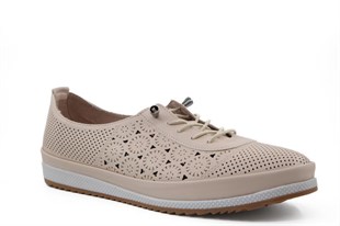 CASTLE BLACK 42731 Hakiki Deri Bej Kadın Günlük Anne Ayakkabısı