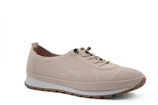 CASTLE BLACK 42737 Hakiki Deri Bej Kadın Günlük Anne Ayakkabısı