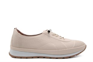 CASTLE BLACK 42737 Hakiki Deri Bej Kadın Günlük Anne Ayakkabısı