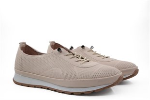 CASTLE BLACK 42737 Hakiki Deri Bej Kadın Günlük Anne Ayakkabısı