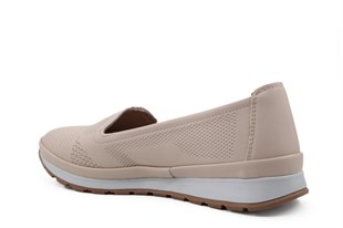 CASTLE BLACK 42738 Hakiki Deri Bej Kadın Günlük Anne Ayakkabısı