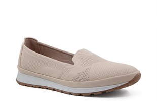 CASTLE BLACK 42738 Hakiki Deri Bej Kadın Günlük Anne Ayakkabısı