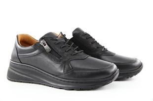 CASTLE BLACK 42748 Hakiki Deri Ortopedik Siyah Kadın Günlük Anne Ayakkabısı