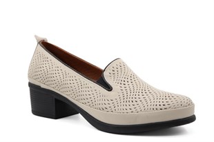 CASTLE BLACK 45101 Hakiki Deri Bej Kadın Günlük Anne Ayakkabısı