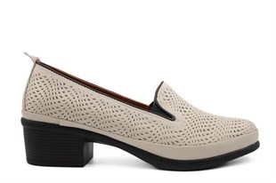 CASTLE BLACK 45101 Hakiki Deri Bej Kadın Günlük Anne Ayakkabısı