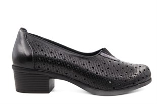 CASTLE BLACK 45103 Hakiki Deri Siyah Kadın Günlük Anne Ayakkabısı