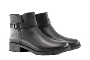 CASTLE BLACK 5966 Hakiki Deri Siyah Kadın Bot