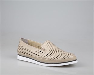 CASTLE BLACK 7034 Hakiki Deri Ortopedik Krem Kadın Günlük Anne Ayakkabısı